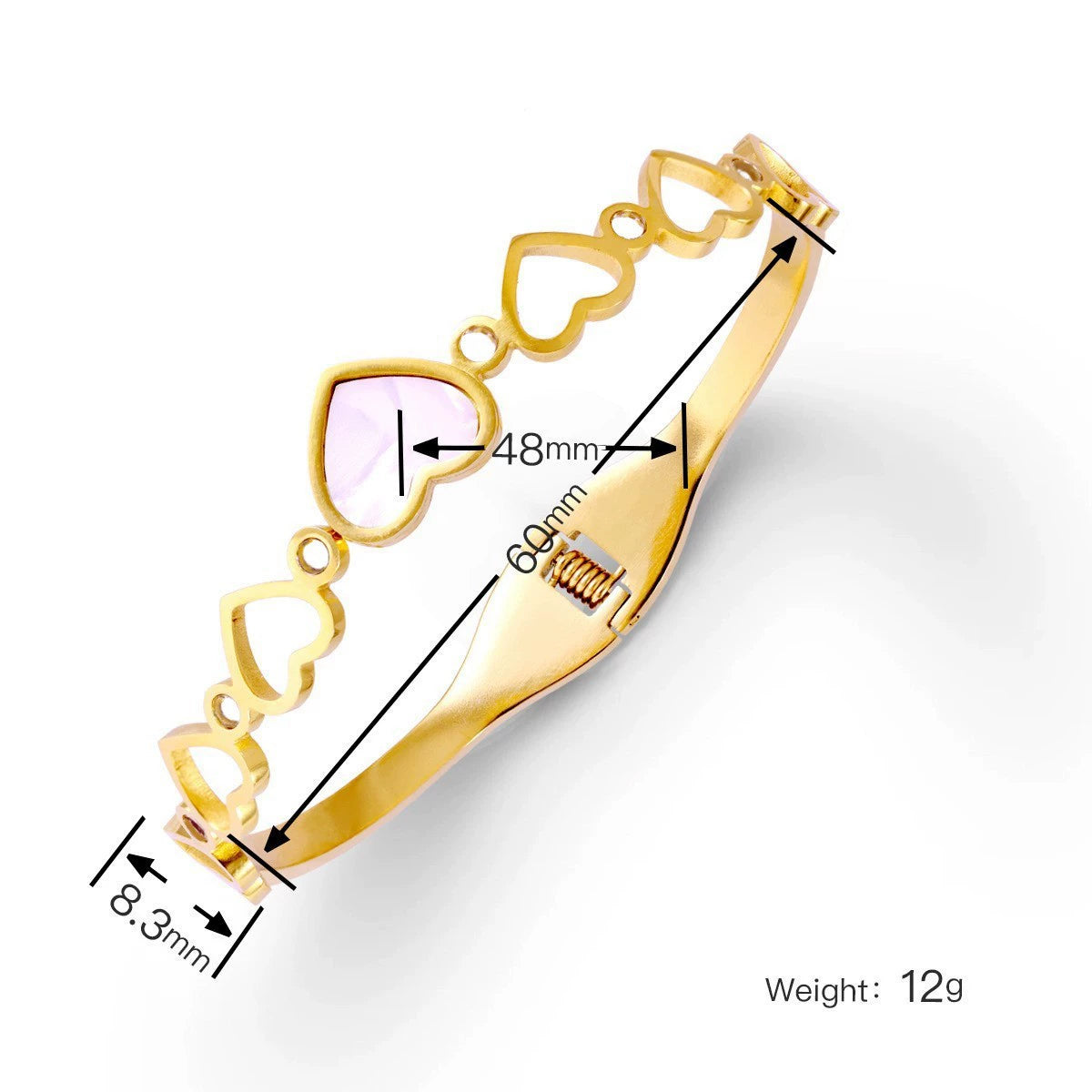 Non-fading Gold-Plated Titanium Steel Heart Bangle