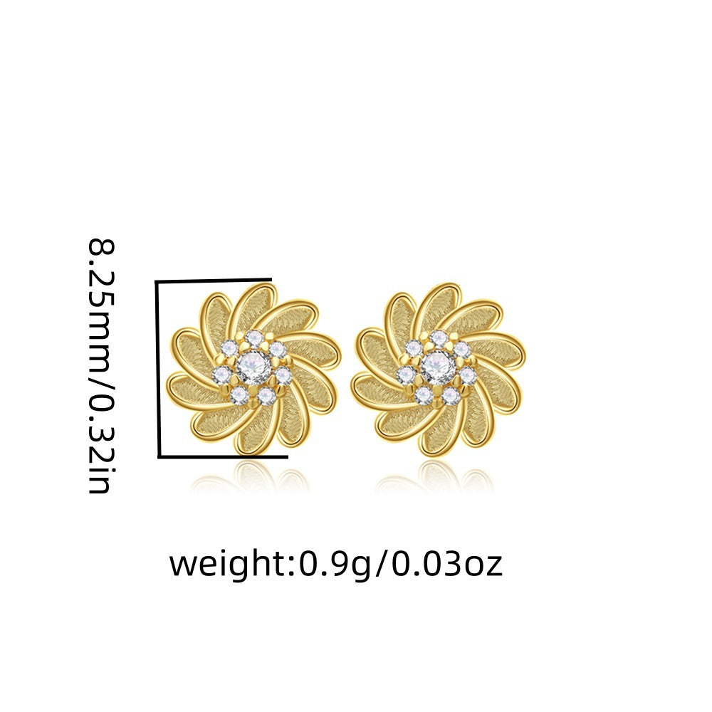 Sterling Silver Sunflower Necklace Set - with Matching Earrings