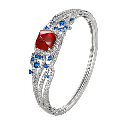 Sugarloaf Gemstone Pavé Bangle Bracelet