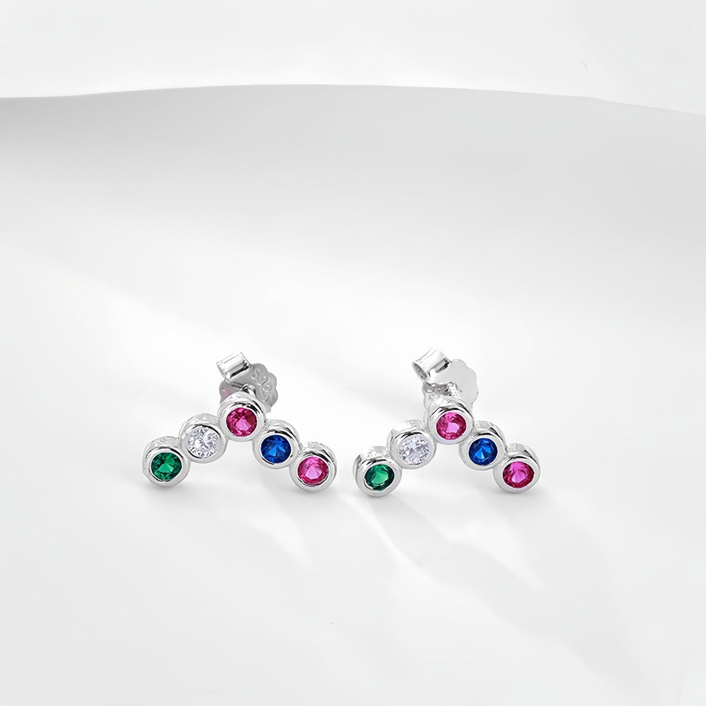s925 silver round rainbow earrings for women