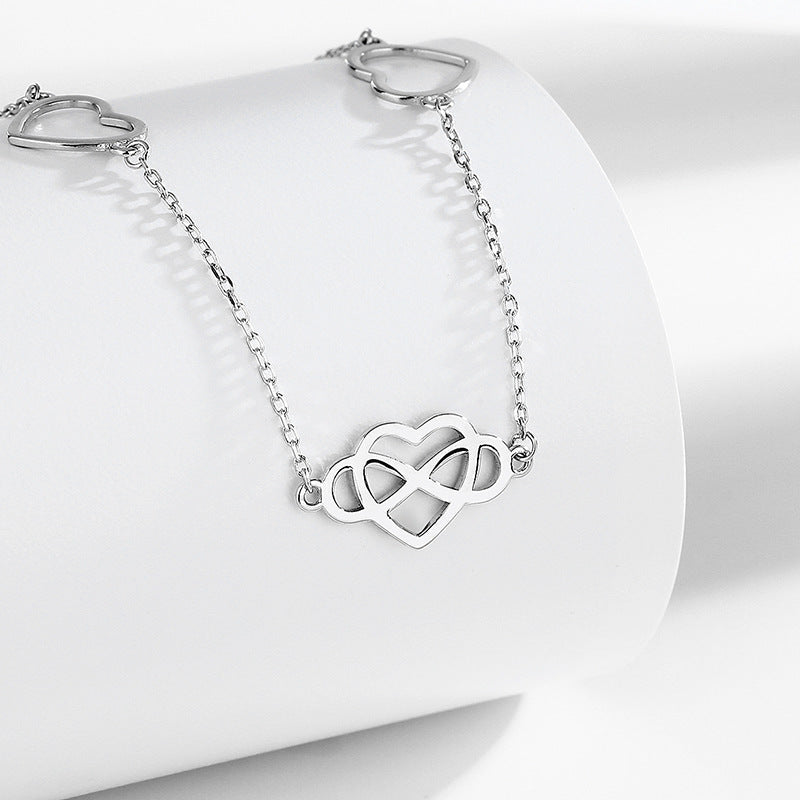 Hollow Heart-Shaped Pendant Necklace in S925 Sterling Silver