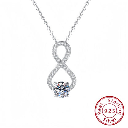 Infinity SymbolDiamond Pendant Silver Necklace S925