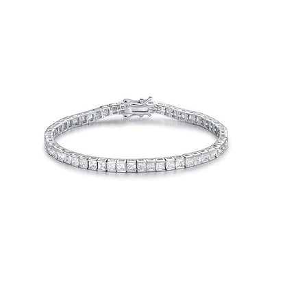 3x3 Square Zircon Tennis Bracelet with Figure-Eight Clasp, Unisex