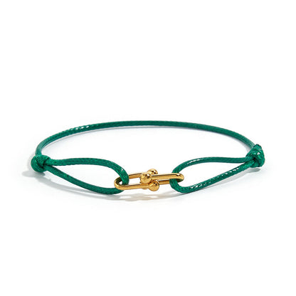 Hand-Woven Rope Bracelet with Horseshoe Clasp