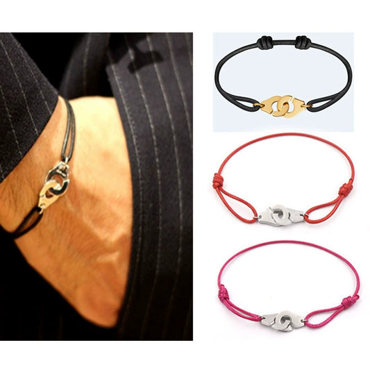Colorful Braided Waxed Rope Handcuff Bracelet