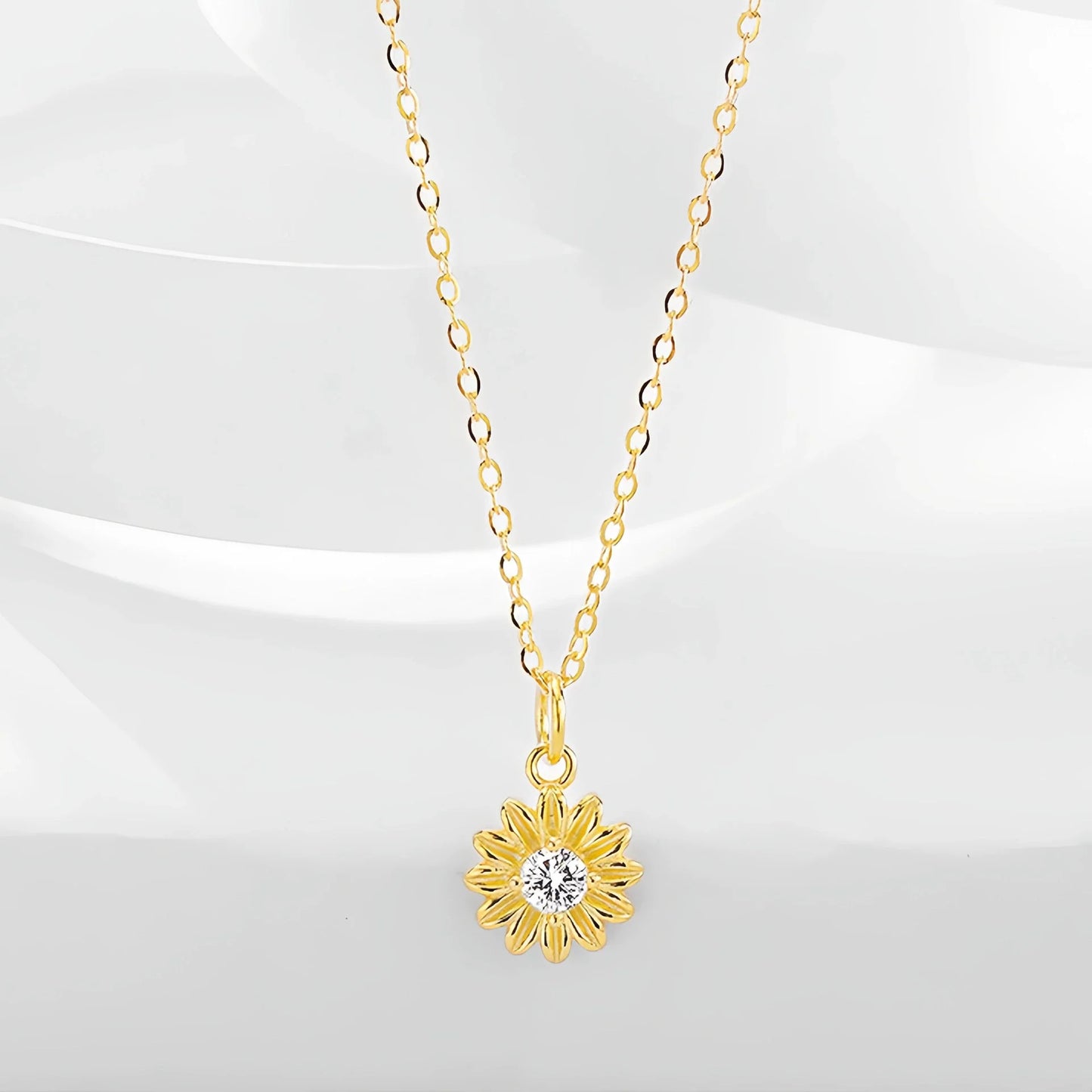 Daisy Flower Silver Earrings Necklace Set in S925 Sterling Silver