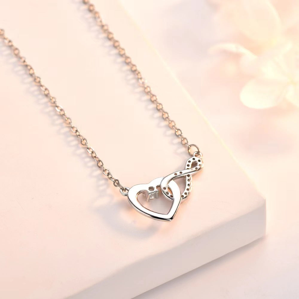 925 Sterling Silver Infinity Heart Necklace for Women