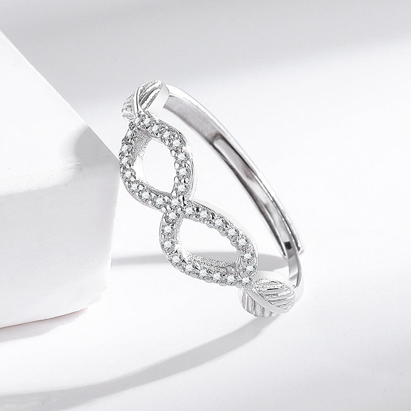 s925 Sterling Silver Infinity Ring - Adjustable Leaf Fashionable