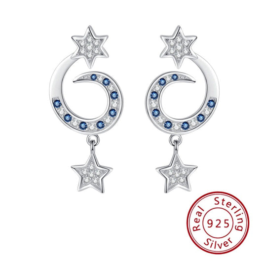 925 sterling silver star and moon earrings women