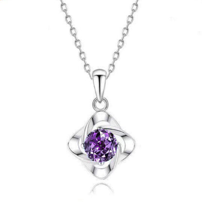 S925 Sterling Silver Four-Leaf Clover Necklace  Daily Commuting
