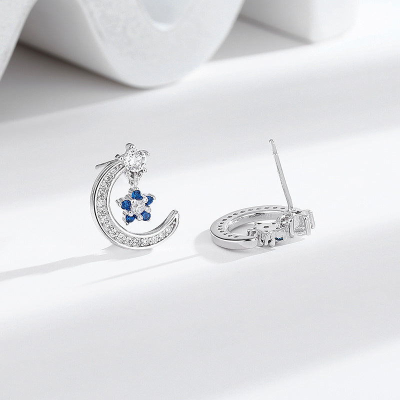s925 Sterling Silver Star Moon Earrings