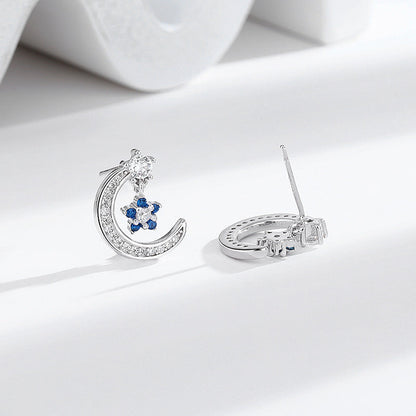 s925 Sterling Silver Star Moon Earrings