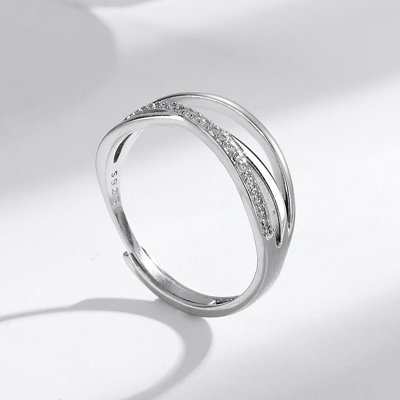 S925 Silver Interwoven Diamond Ring