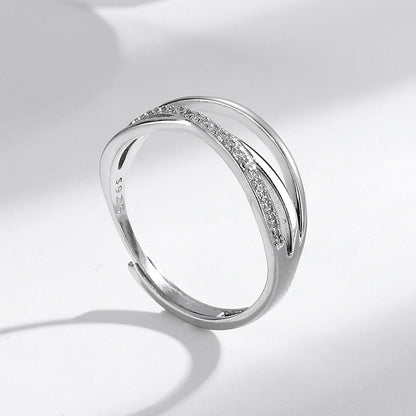 S925 Silver Interwoven Diamond Ring