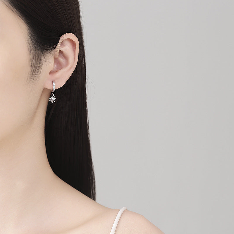 s925 sterling silver starburst pendant Diamond earrings