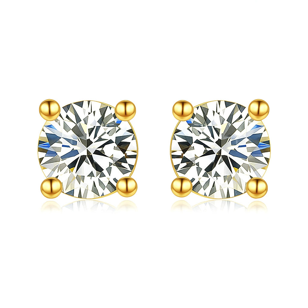 S925 silver four-prong moissanite stud earrings Simple Commute