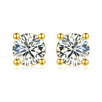 S925 silver four-prong moissanite stud earrings Simple Commute