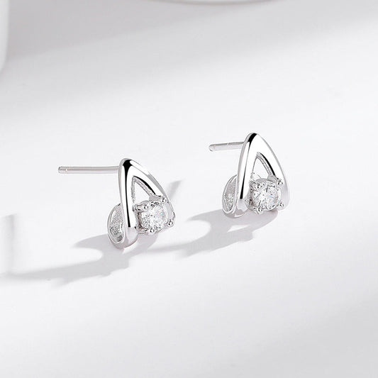 925 Silver Letter A Earrings - Fashionable Diamond Studs for Daily Commuting