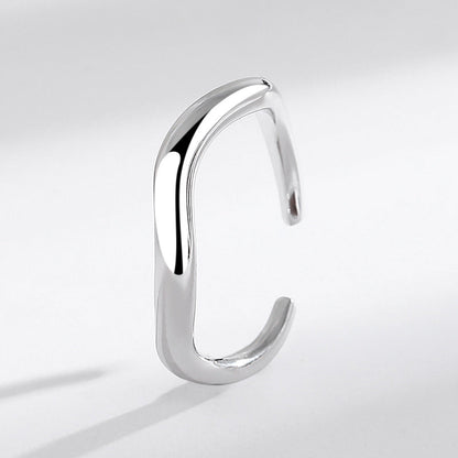 S925  Wave Flowing lines  Silver Ring Open Adjustable