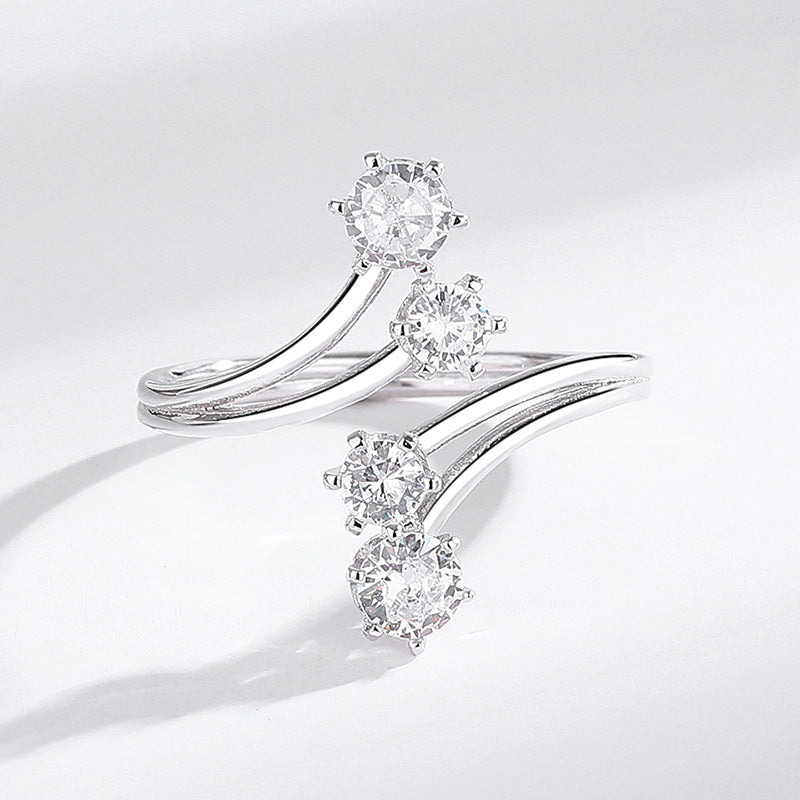 s925 Zircon Open Ring - Retro Personality Ring