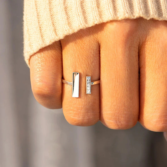 s925 Sterling Silver Double T Ring