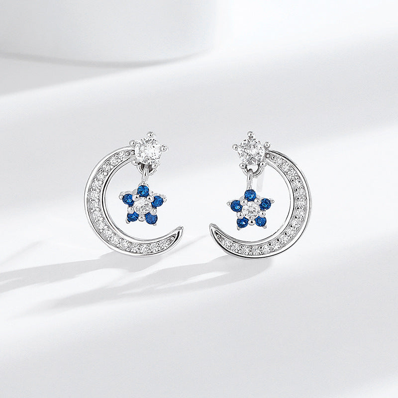 s925 Sterling Silver Star Moon Earrings