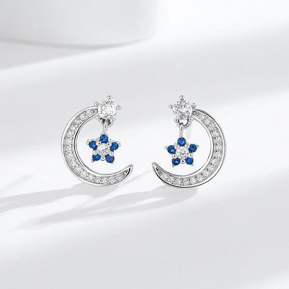 s925 Sterling Silver Star Moon Earrings
