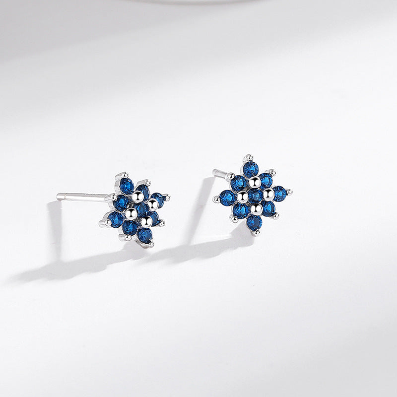 s925 sterling silver geometric flower stud earrings