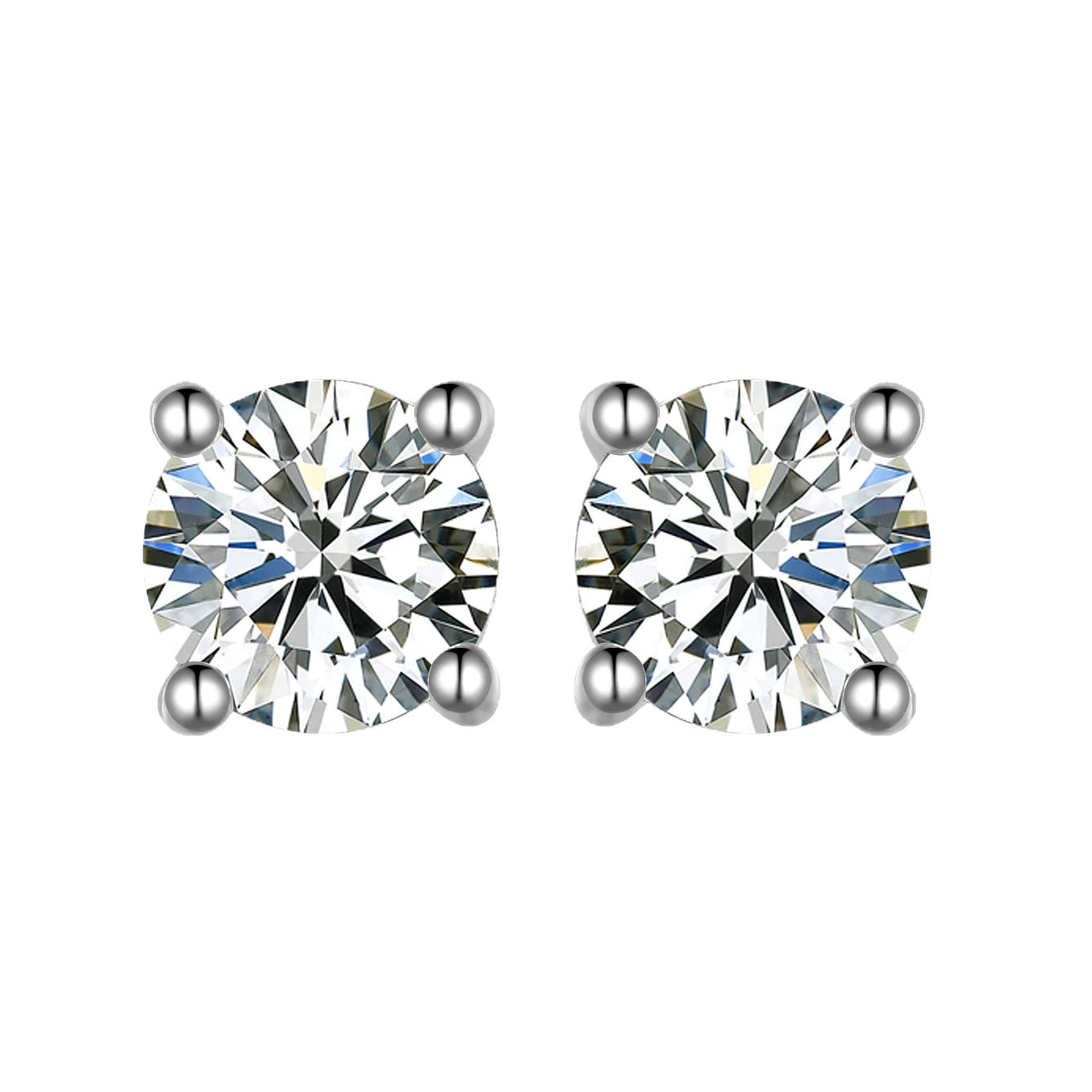 S925 silver four-prong moissanite stud earrings Simple Commute