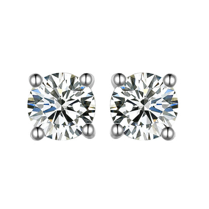 S925 silver four-prong moissanite stud earrings Simple Commute