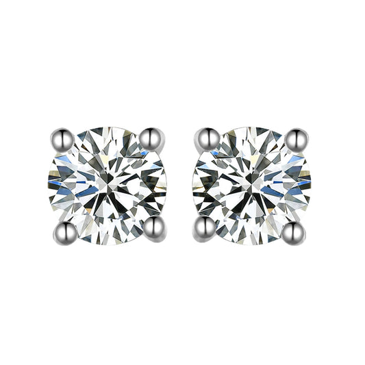 S925 silver four-prong moissanite stud earrings Simple Commute