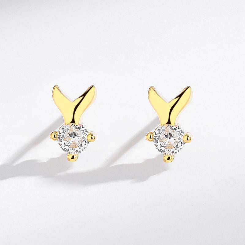 s925 silver fishtail diamond earrings