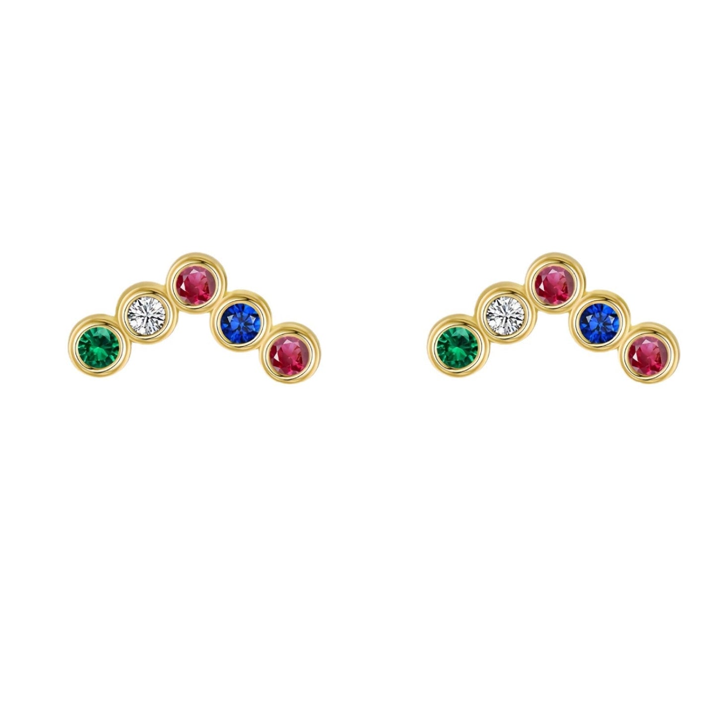 s925 silver round rainbow earrings for women