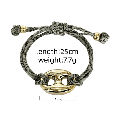 Multicolor "Pig Nose" Oval Braided Cord Bracelet
