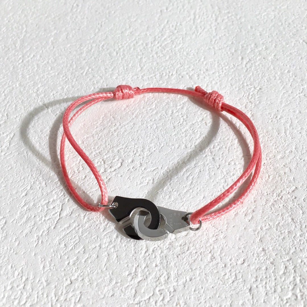 Colorful Braided Waxed Rope Handcuff Bracelet