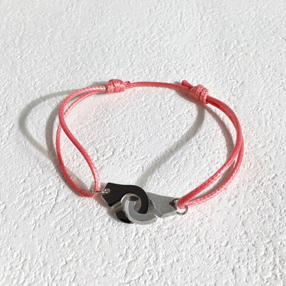 Colorful Braided Waxed Rope Handcuff Bracelet