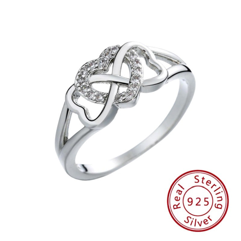 S925 Sterling Silver Love Ring - Infinity Heart-Shaped High