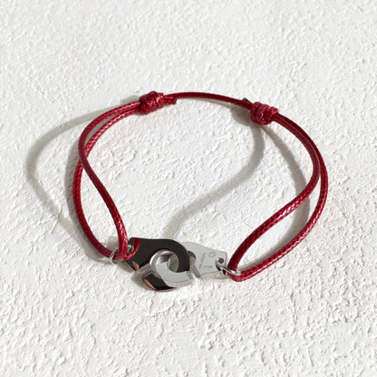 Colorful Braided Waxed Rope Handcuff Bracelet