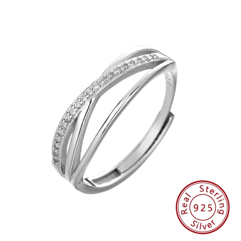 S925 Silver Interwoven Diamond Ring