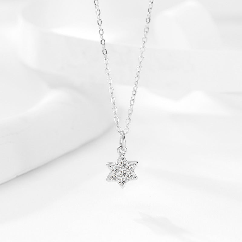 S925 Silver Star Necklace Set - Matching earrings