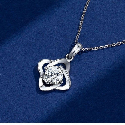 S925 Sterling Silver Four-Leaf Clover Necklace  Daily Commuting