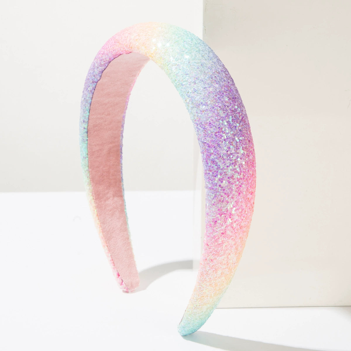 Fashionable Fabric Rhinestone-Encrusted Rainbow Striped Hairband