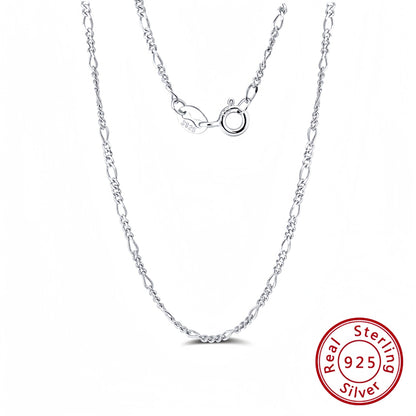 S925 DIY Silver Necklace Figaro Chain Stacking Men's Women's