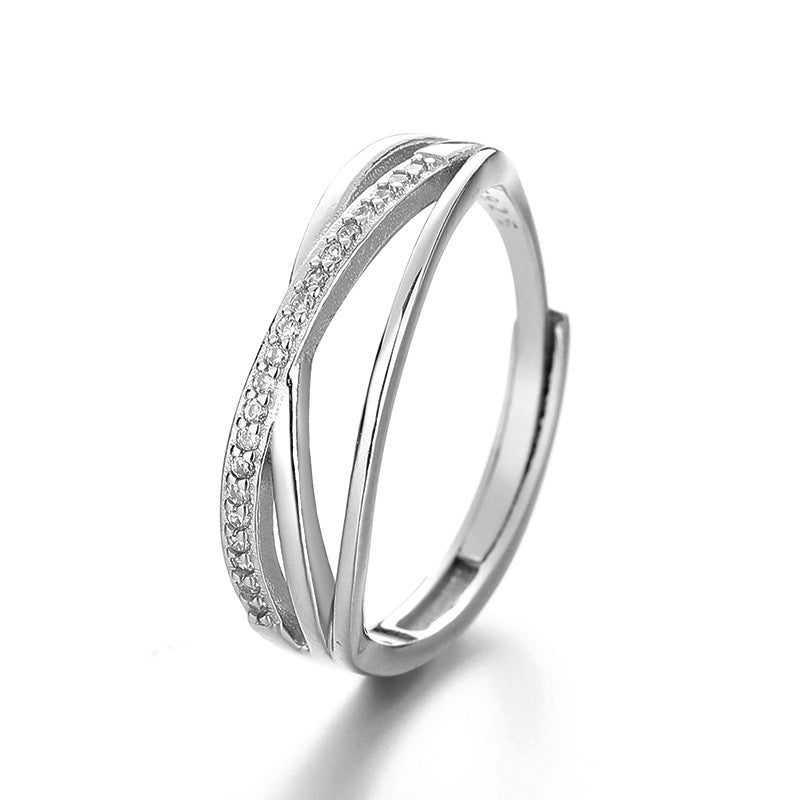 S925 Silver Interwoven Diamond Ring