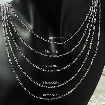 S925 DIY Silver Necklace Figaro Chain Stacking Men's Women's