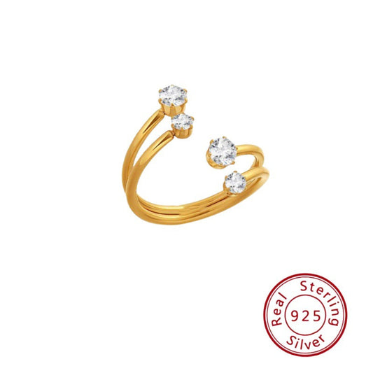 s925 Zircon Open Ring - Retro Personality Ring
