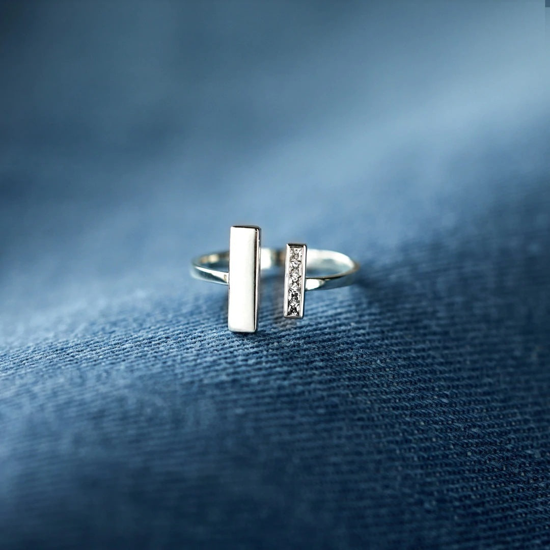 s925 Sterling Silver Double T Ring