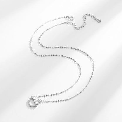 S925 Exquisite Heart Diamond Pendant Silver Necklace