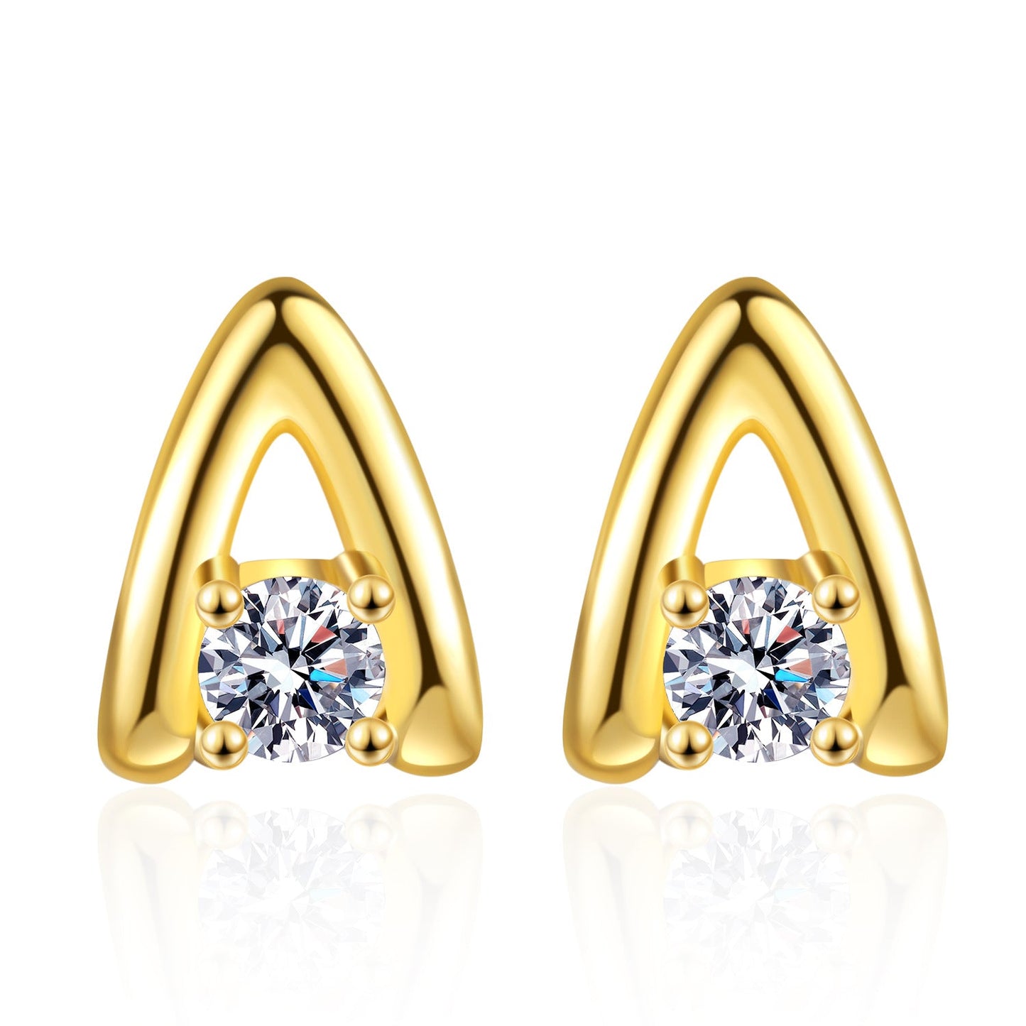 925 Silver Letter A Earrings - Fashionable Diamond Studs for Daily Commuting