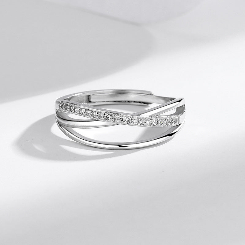 S925 Silver Interwoven Diamond Ring